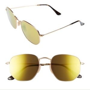 Ray ban hexagonal gold flash sunglasses